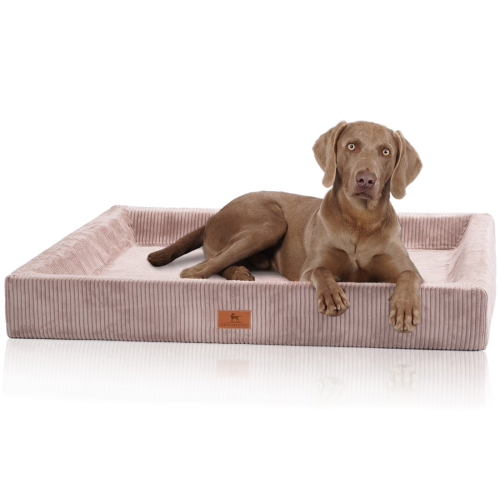 Knuffelwuff orthopädisches Hundebett aus Cord mit Handwebcharakter Santiago M-L 85 x 65cm Rosa