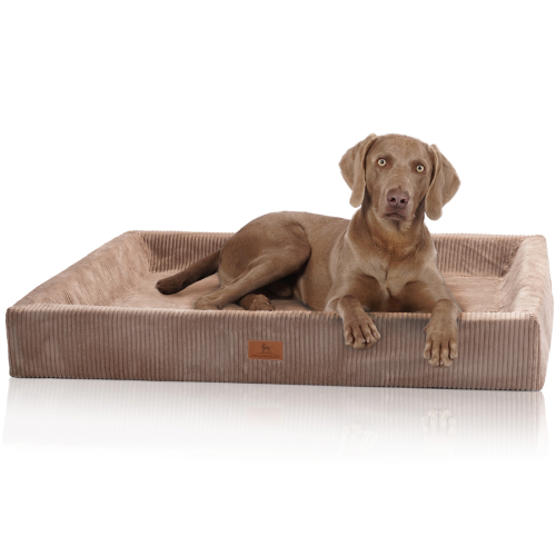 Knuffelwuff orthopädisches Hundebett aus Cord mit Handwebcharakter Santiago XL 105 x 80cm Braun