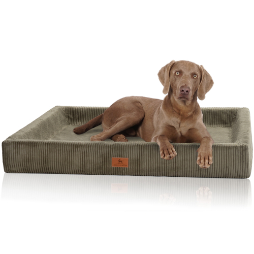 Knuffelwuff orthopädisches Hundebett aus Cord mit Handwebcharakter Santiago XXL 120 x 100cm Khaki