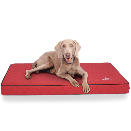 Knuffelwuff Orthopädische Hundematte Juna aus laser-gestepptem Kunstleder Übergröße XXXL 136x84cm Rot