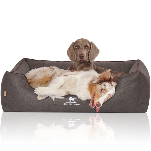 Knuffelwuff Orthopädisches Hundebett Wippo aus Velours mit Handwebcharakter XL 105 x 75cm Schwarz
