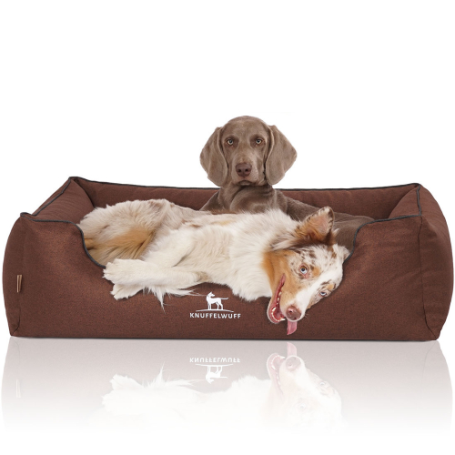 Knuffelwuff Orthopädisches Hundebett Wippo aus Velours mit Handwebcharakter XXL 120 x 85cm Braun
