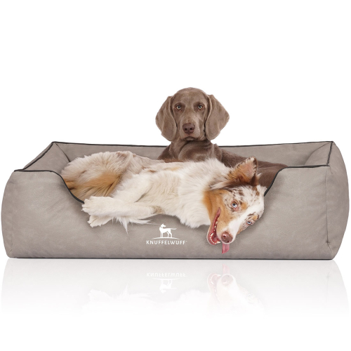 Knuffelwuff Hundebett Scottsdale aus Kunstleder XL 105 x 75cm Hellgrau