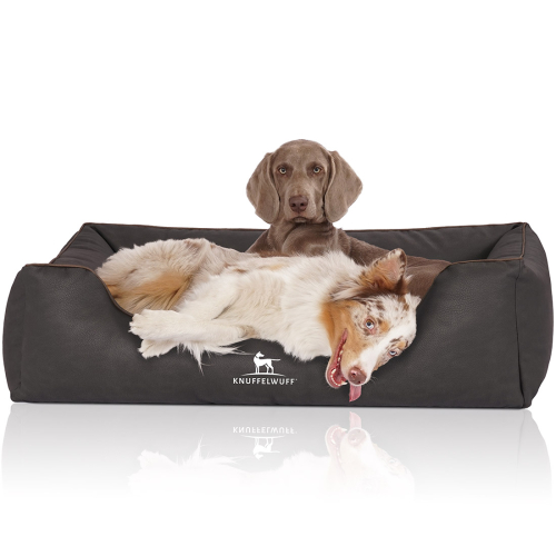 Knuffelwuff Hundebett Scottsdale aus Kunstleder XL 105 x 75cm Schwarz