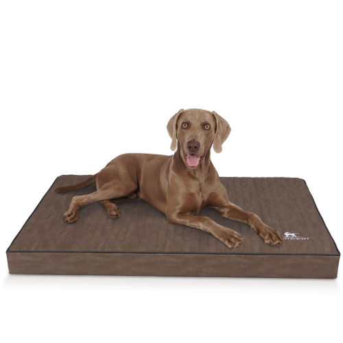 Knuffelwuff orthopädische Hundematte Palomino aus laser-gestepptem Kunstleder XL 100 x 70 Braun