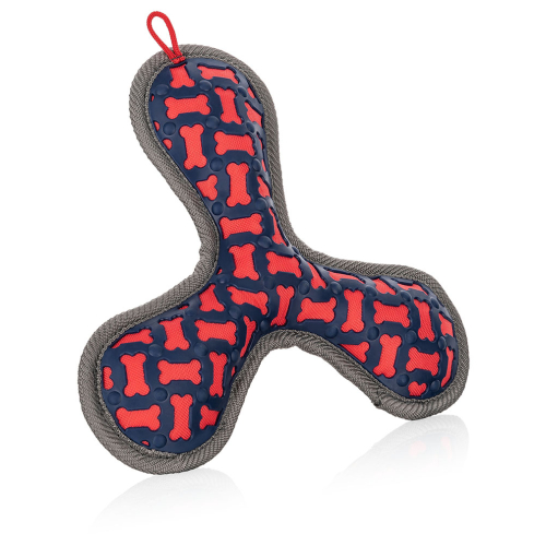 Knuffelwuff Hundespielzeug Tri Flyer Red aus Gummi und Gewebe